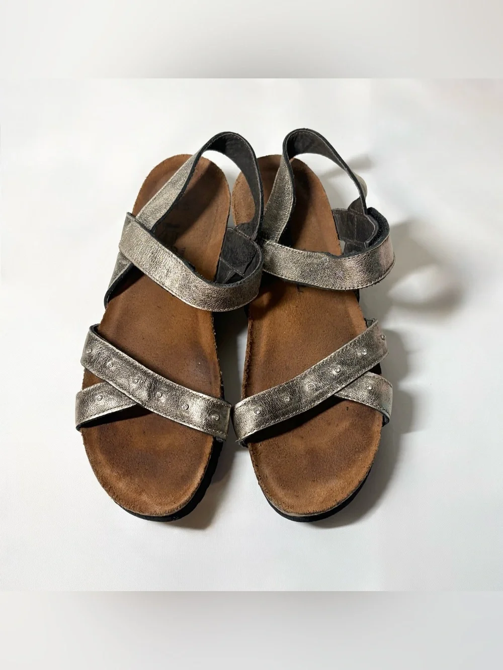 Naot Alyssa Metallic Leather Studded Adjustable Strap Comfort Sandals Size EU 38